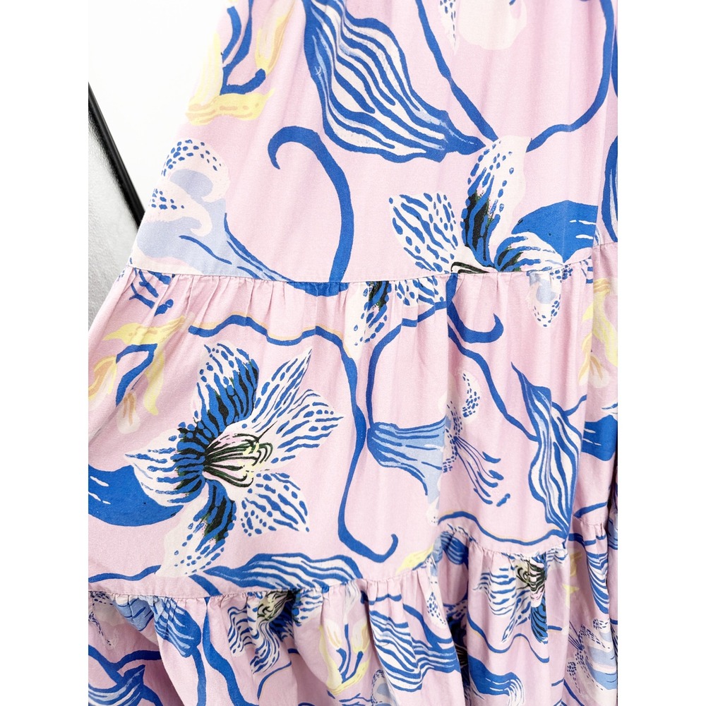 Anthropologie Sarah Gordon for Maeve Pink Blue Floral Halter Maxi Dress Size 8 - Picture 9 of 14